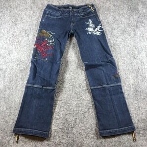 Marithe Francois Girbaud Jeans Womens 30 Blue Relaxed Straight Floral GL2520